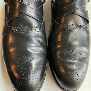 Barker Black Motto Monk Shoes, US 10 1/2